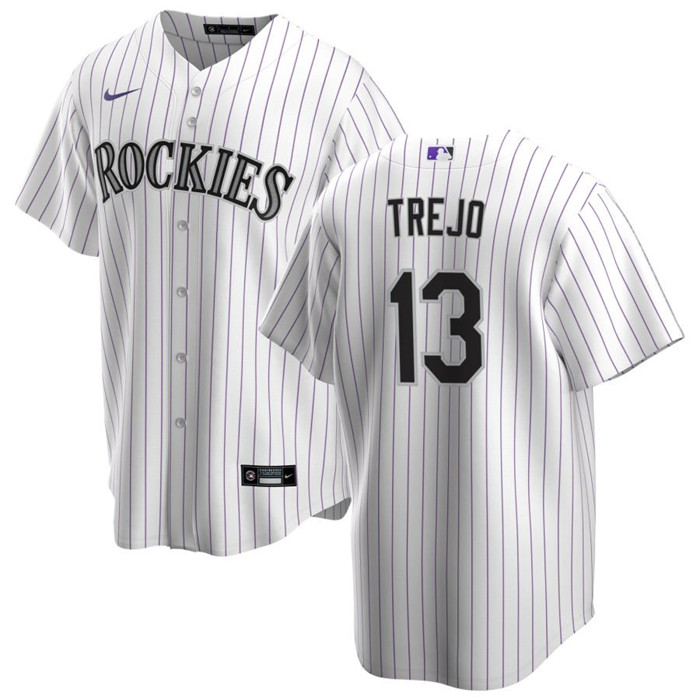 Men's Colorado Rockies #13 Alan Trejo White Stitched Baseball Jersey